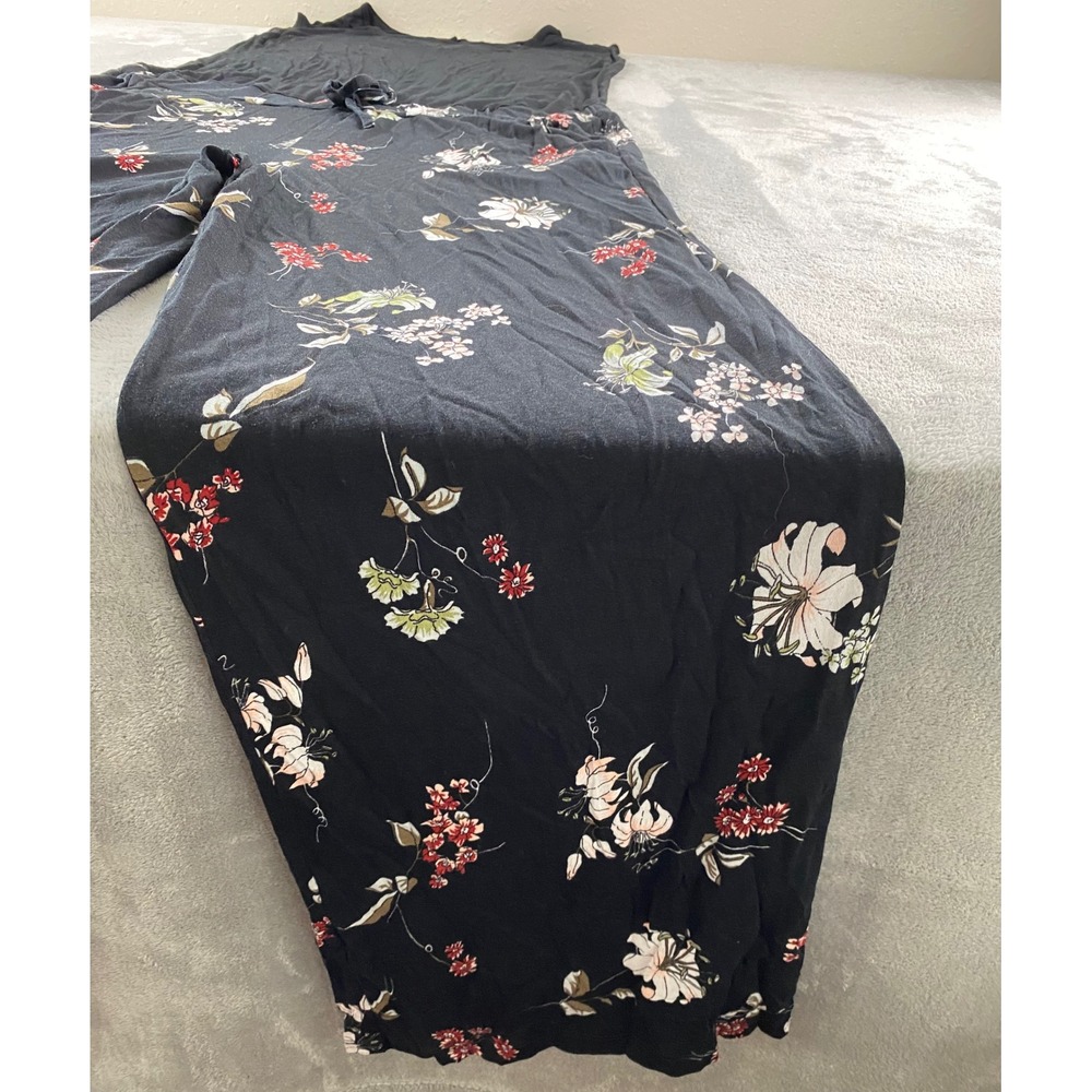 Lascana Womens Floral Wide Leg Jumpsuit Black Sleeveless Pockets Size 12 - Picture 2 of 16